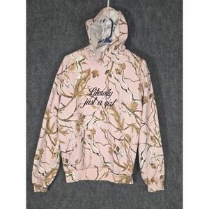 ORANGEKISS Pink Camo Literally Just A Girl Hoodie Sweatshirt Womens Sz S Outdoor